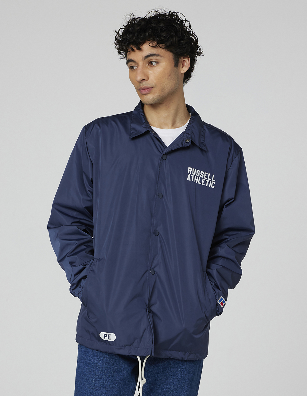 RUSSELL ATHLETIC Classic Style Unisex Coaches Jacket - NAVY